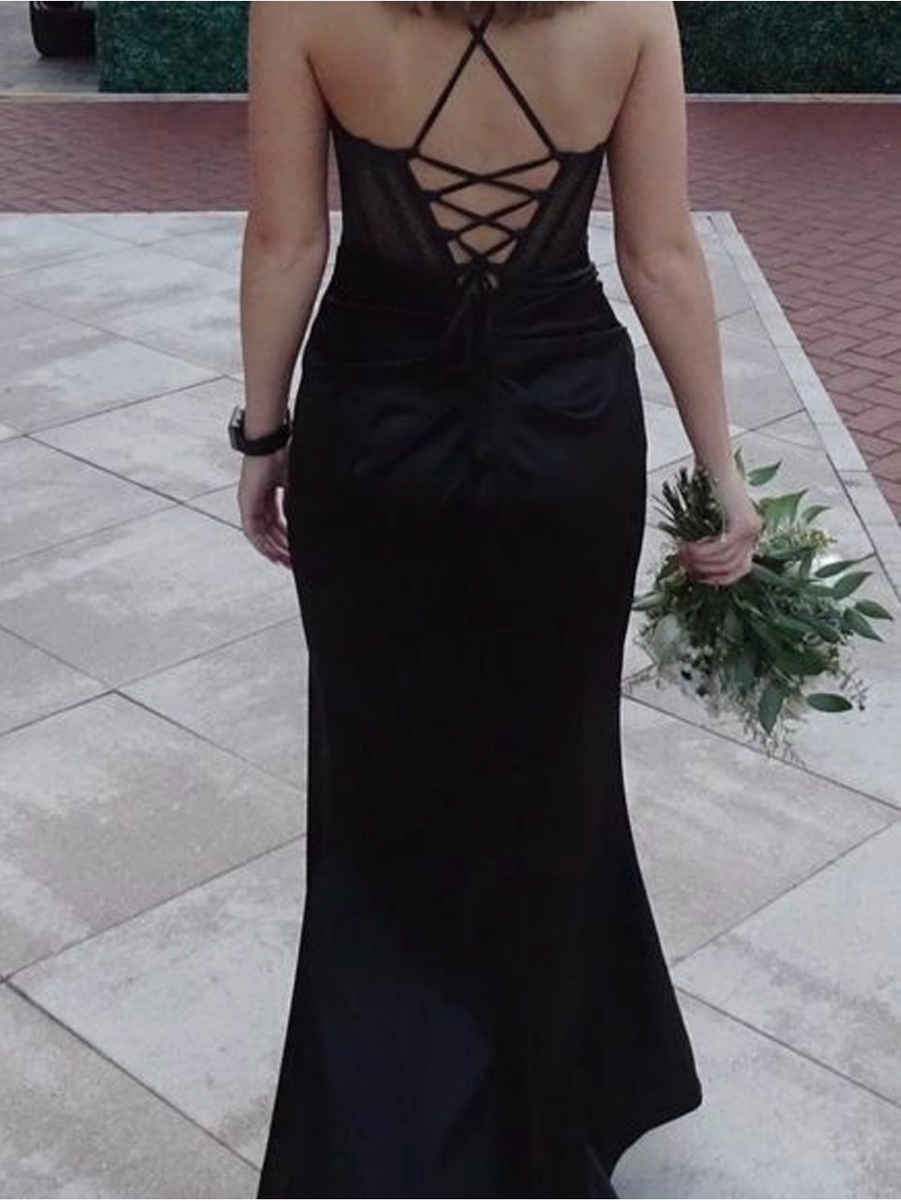 Black prom dress with Corset and slit - Picture 2 of 5
